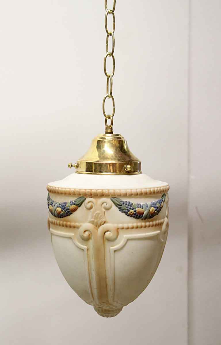 Victorian Hand Painted Cornucopia Globe Pendant Light | Olde Good Things