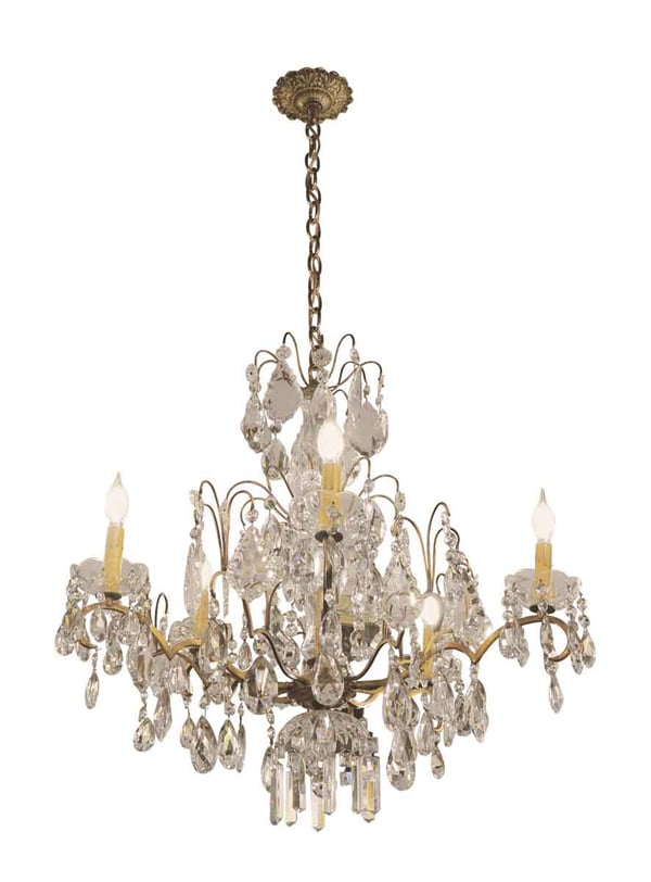 Salvaged Waldorf Bronze & Crystal Chandelier | Olde Good Things