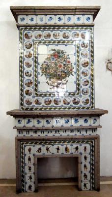 Dutch tile fireplace mantel by Royal Tichelaar Makkum