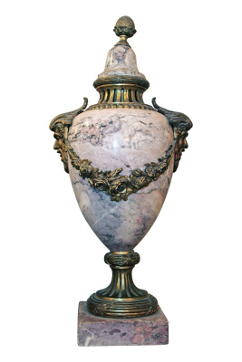 French marble urn with bronze mounts & appliques