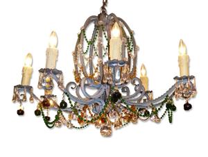 Antique French colored crystal chandelier