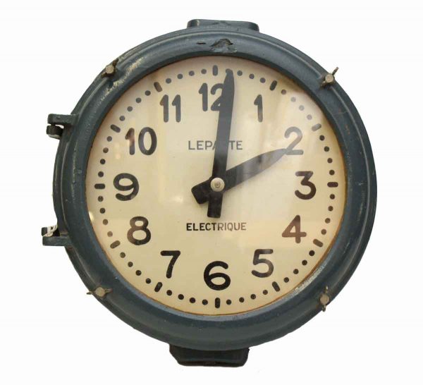 Cast Iron Blue Industrial Clock