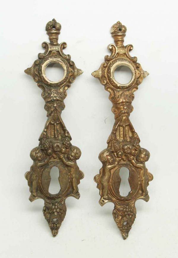 Pair of Highly Ornate Cherubic Figural Back Plates