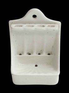 Vintage White Soap Dish & Toothbrush Holder | Olde Good Things