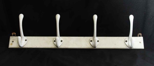 White Wood Plank with Four Porcelain Hooks