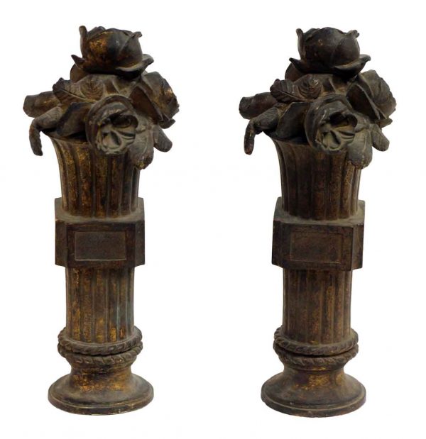 Pair of Floral French Andirons