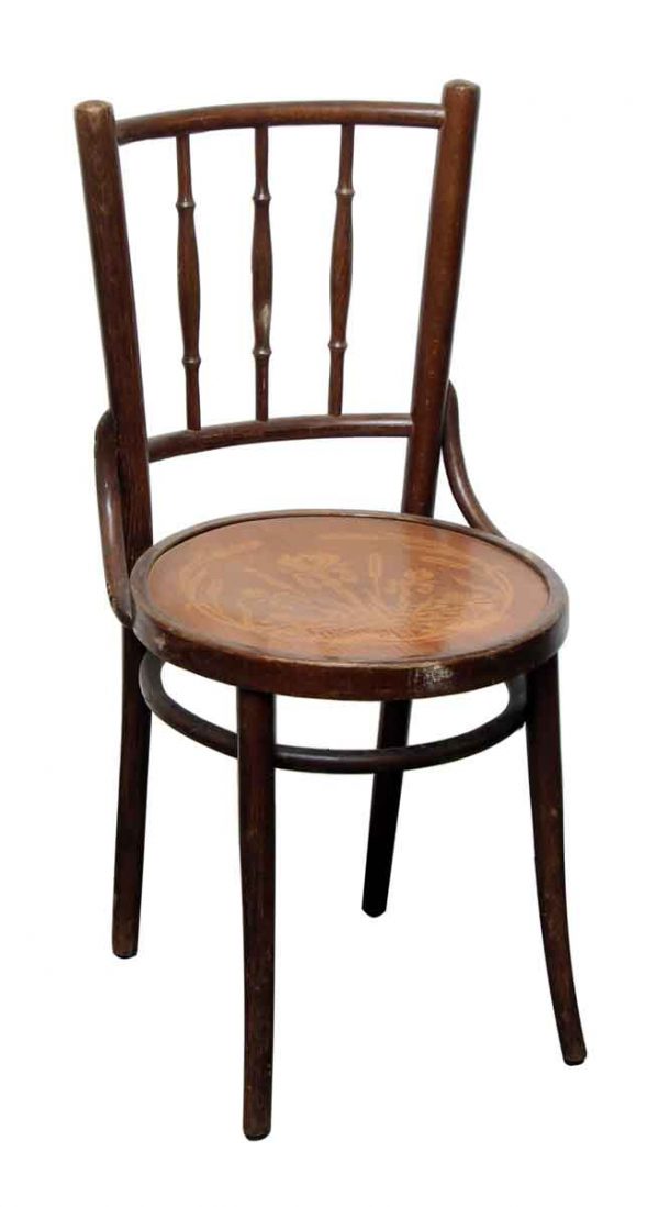 Thonet Wood Chairs with Decorative Seat