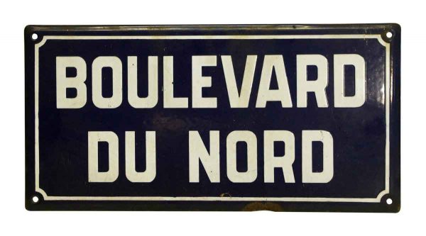 Boulevard Du Nord Vintage French Street Sign