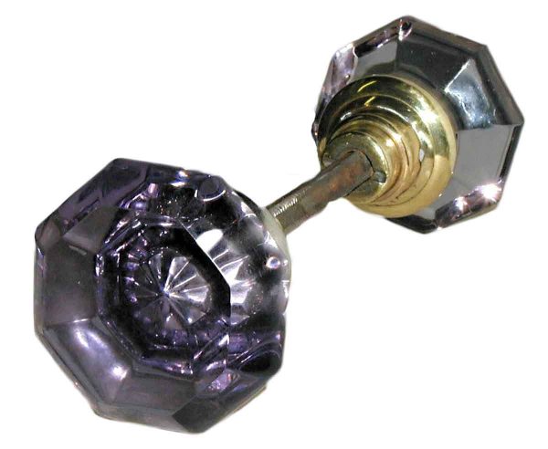 Purple Cut Glass Octagonal Doorknob Hardware