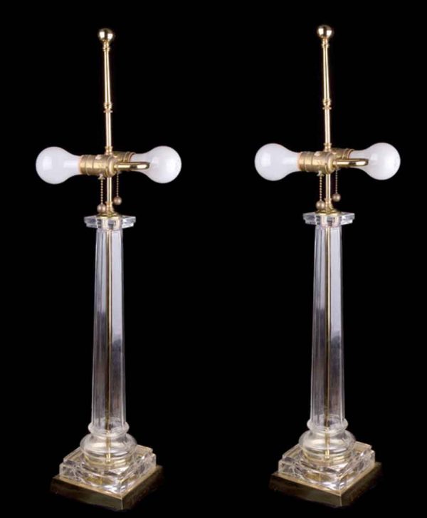 Neoclassical Style Glass Column Lamps