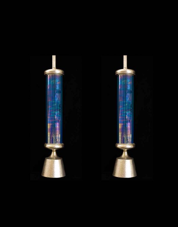 Pair of Modern Style Iridescent Glass Lamps