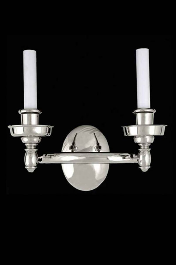 Streamline Double Arm Silver Plated Brass Deco Sconces