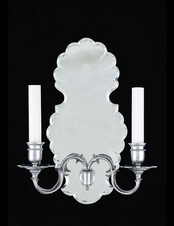 Scalloped Venetian Style Mirrored Sconce
