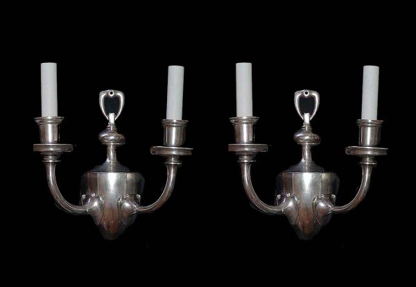 1920s Pair of Silvered Bronze Sconces
