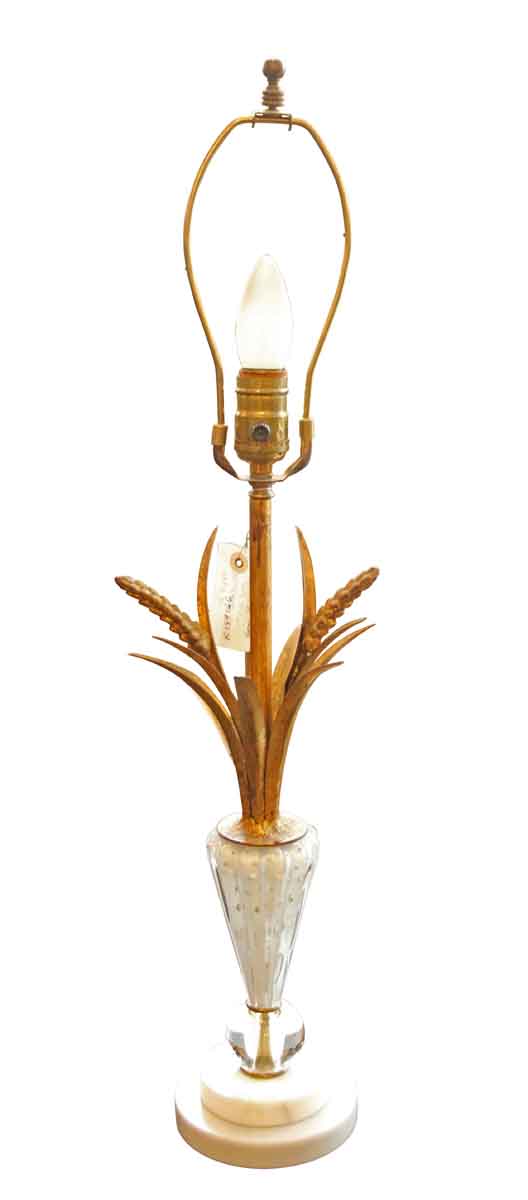 1960s Murano Table Lamp with Gilded Leaves