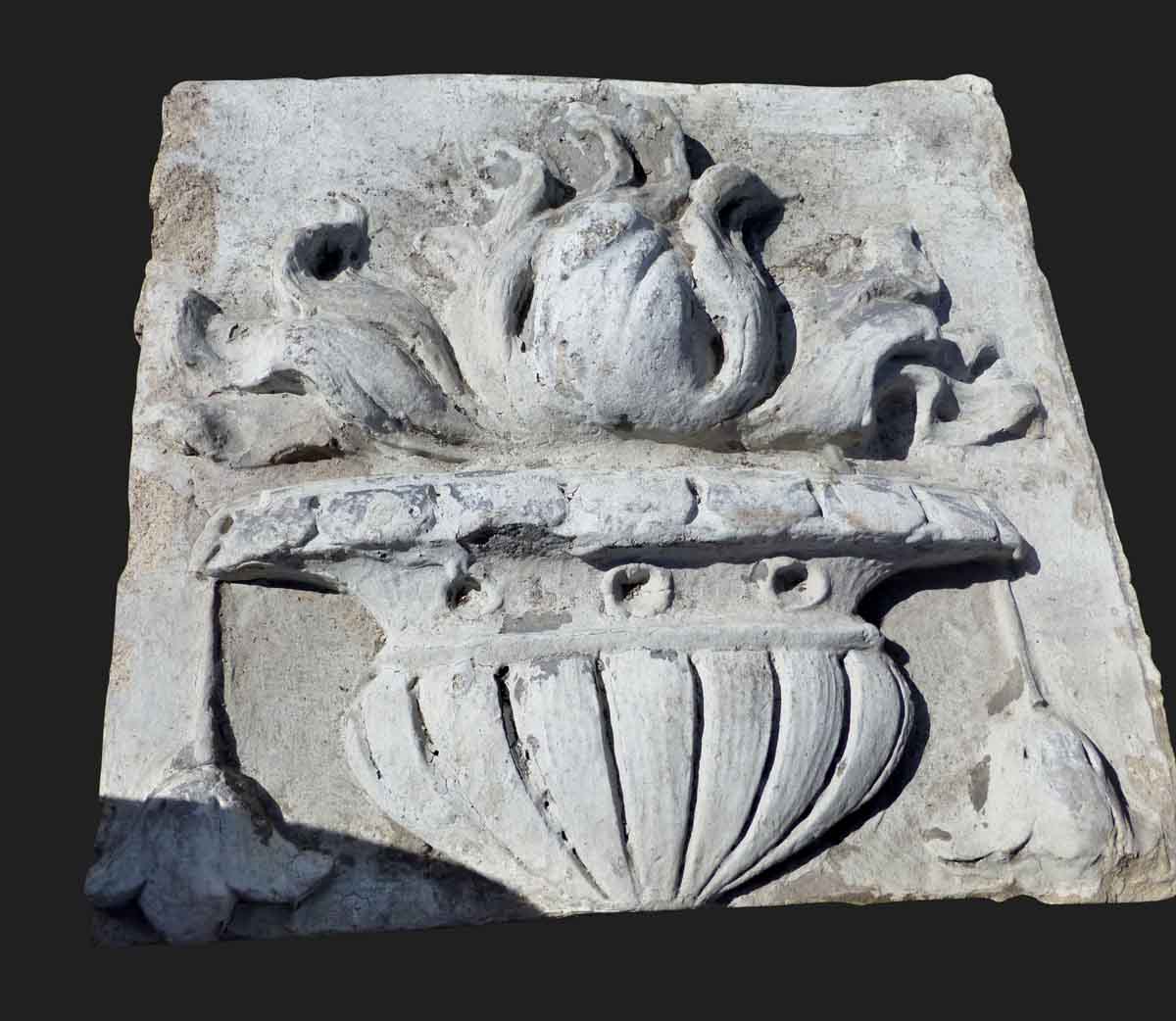 White Stone Urn with Flowers