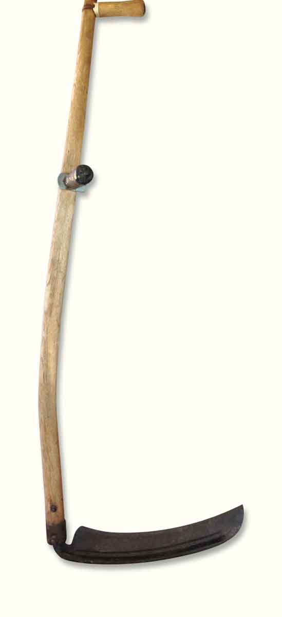 Antique Iron Smith Sickle with Wood Oak Handle