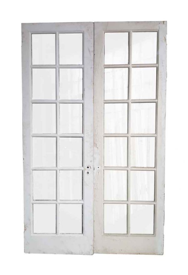 Pair of 12 Panel Glass French Style Double Doors