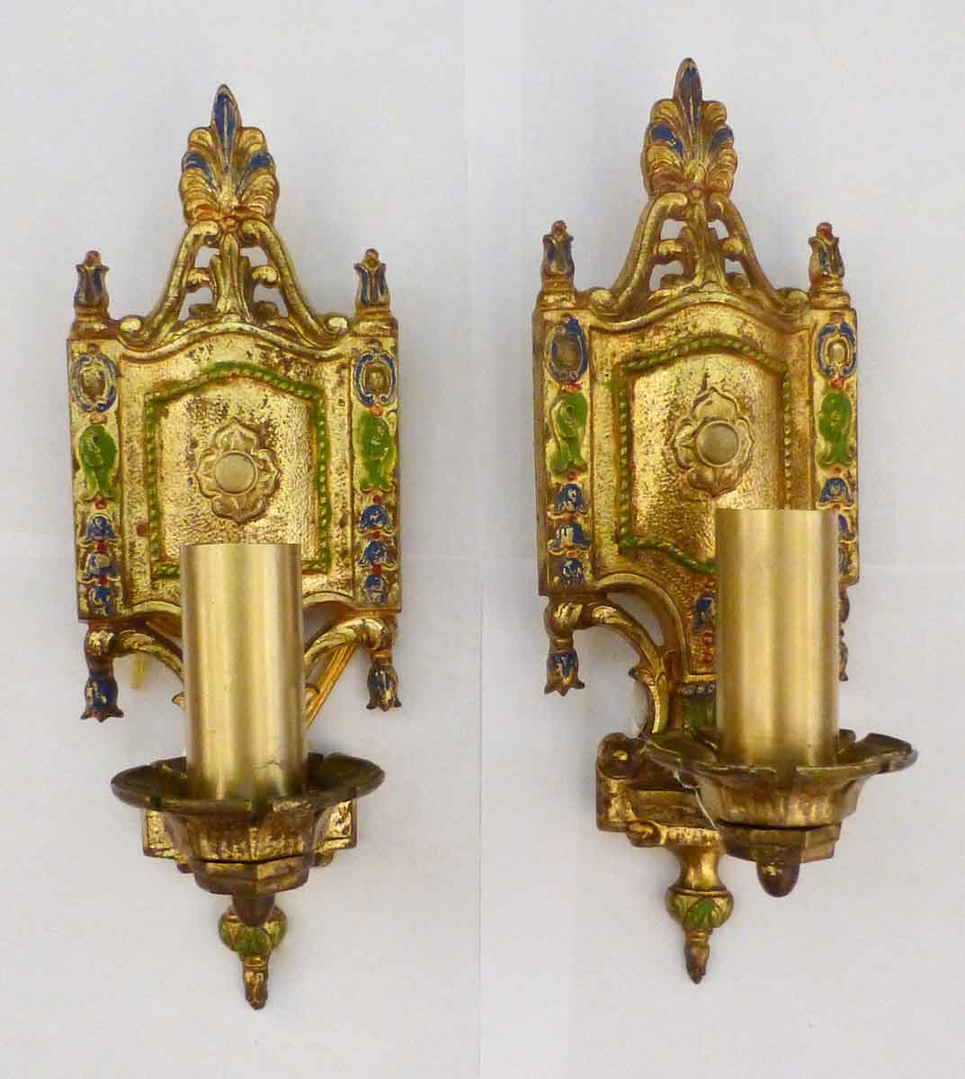 Pair of Gold Paint Over Brass Sconces