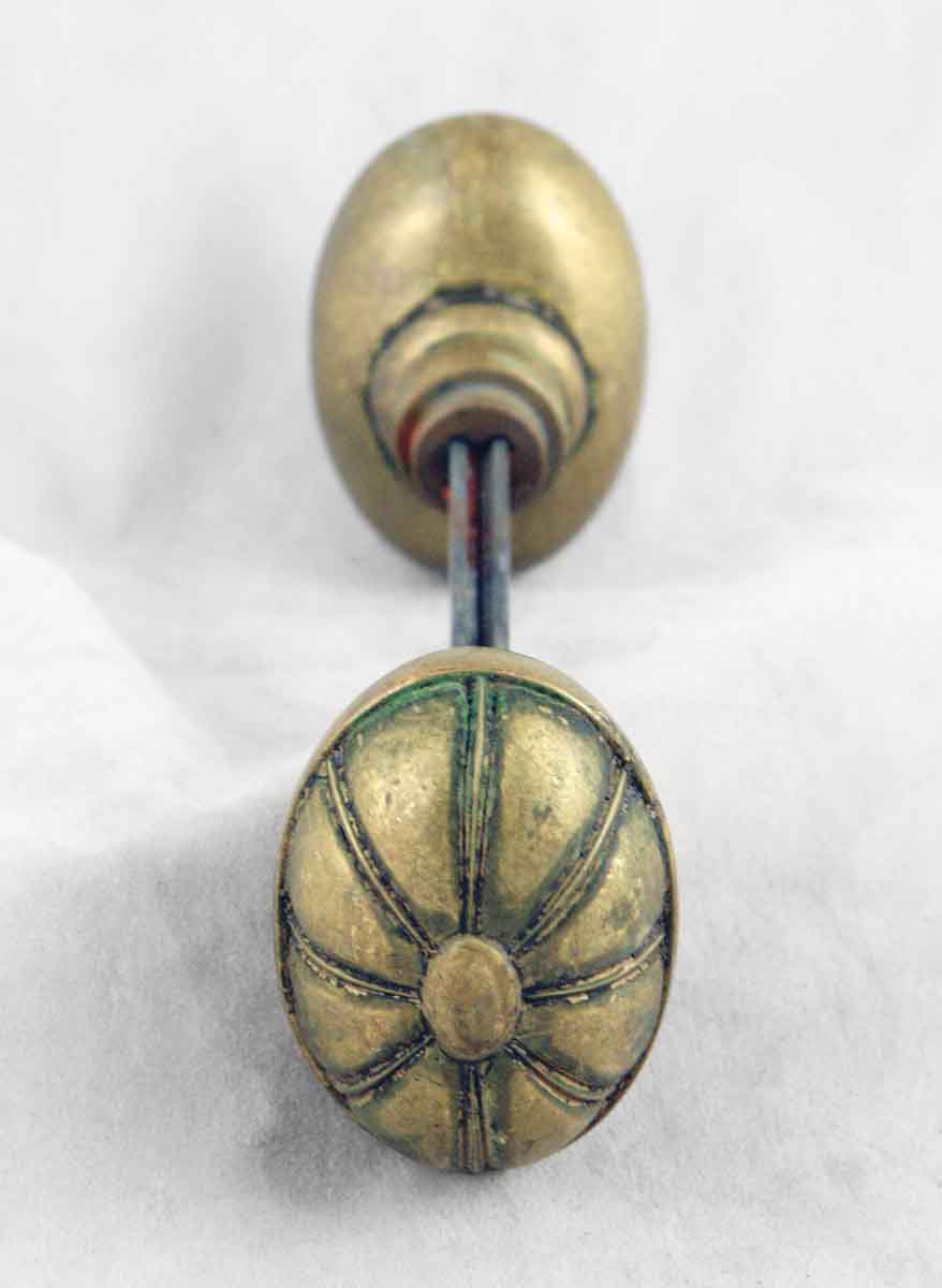 Late 1800s Rare Oval Design Brass Knob Set