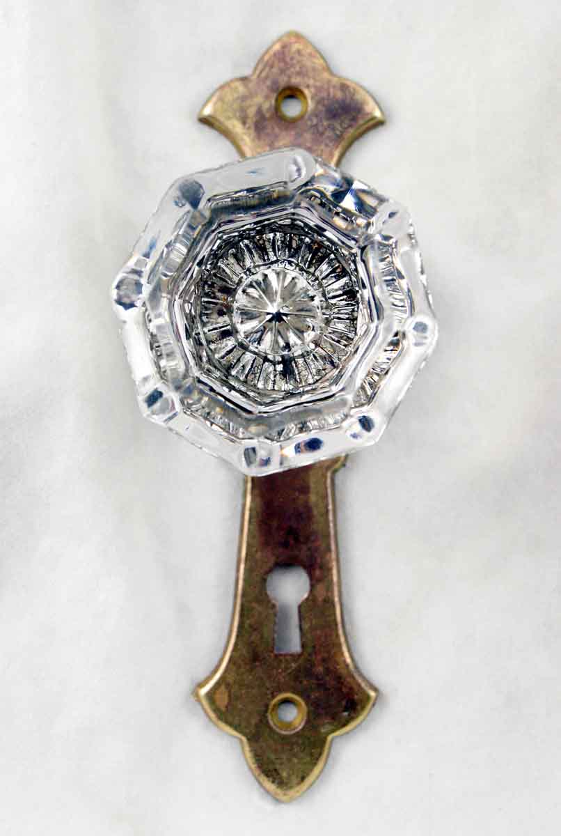 Brass Backplate with Shiny Glass Knob