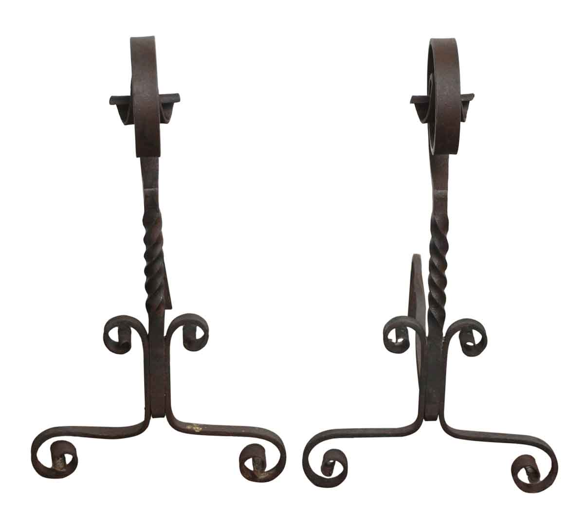 Set of Curled Black Andirons