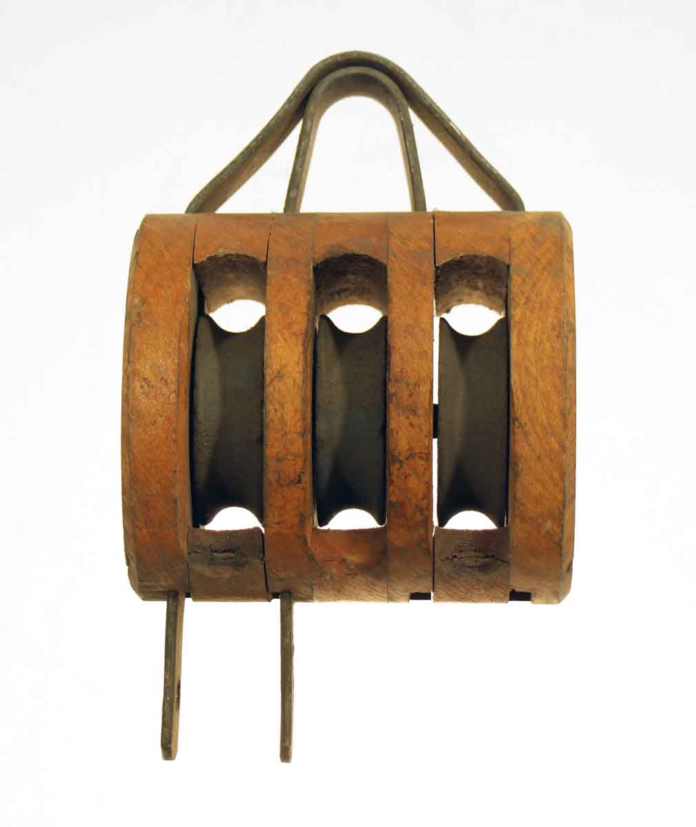 Wooden Pulley with Metal Wheels
