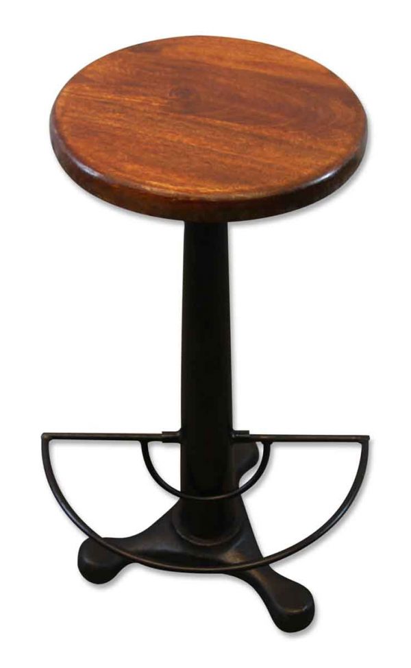 Stool with Swivel Wooden Seat & Foot Rest
