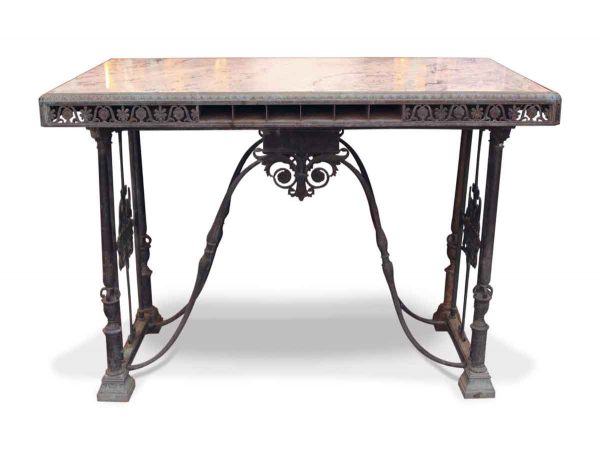 Bronze Bank Table with Marble Top