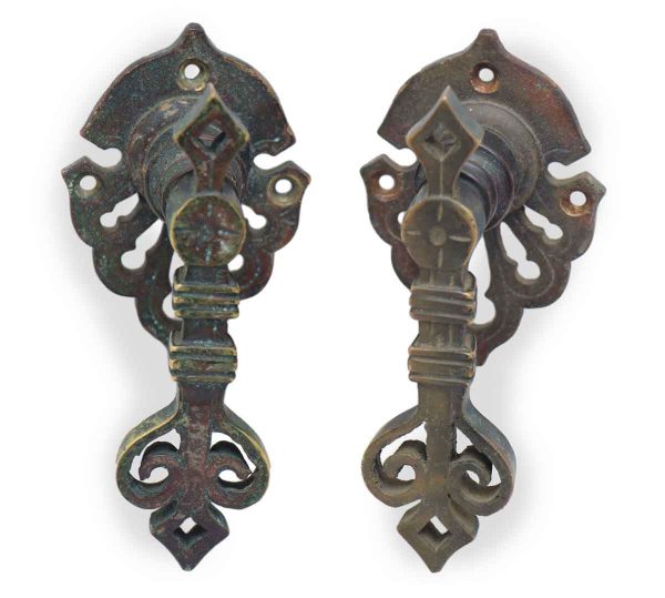 Set of Two Bronze Ornate Lever Pulls