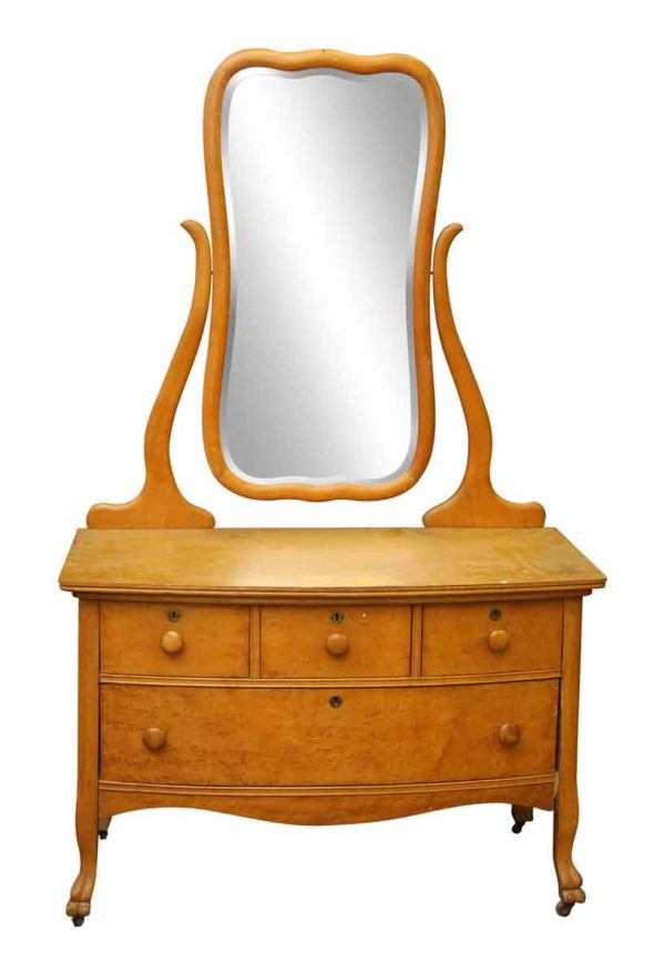 Maple Low Dresser with Mirror