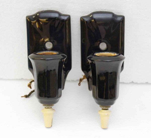 Set of Two Black Wall Sconces