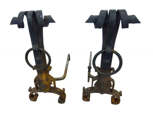 Antique Curved Top Andirons