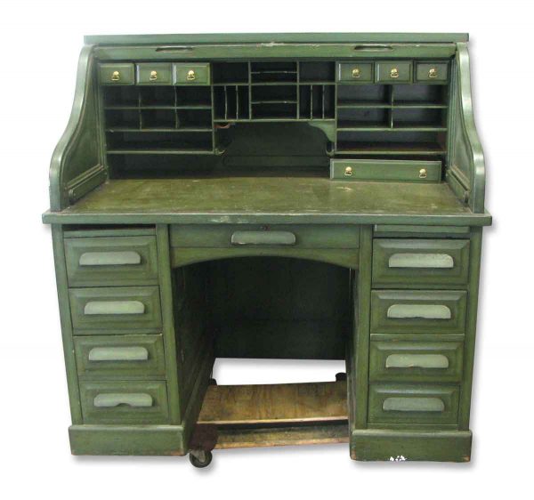 Oak Roll Top Green Desk
