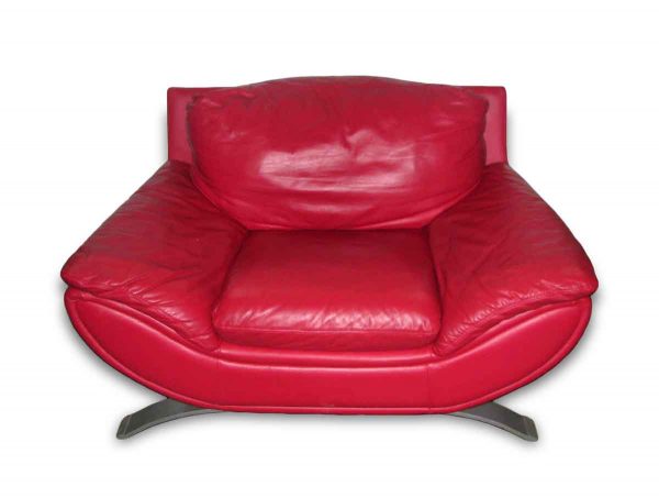 Red Leather Couch & Chair Set