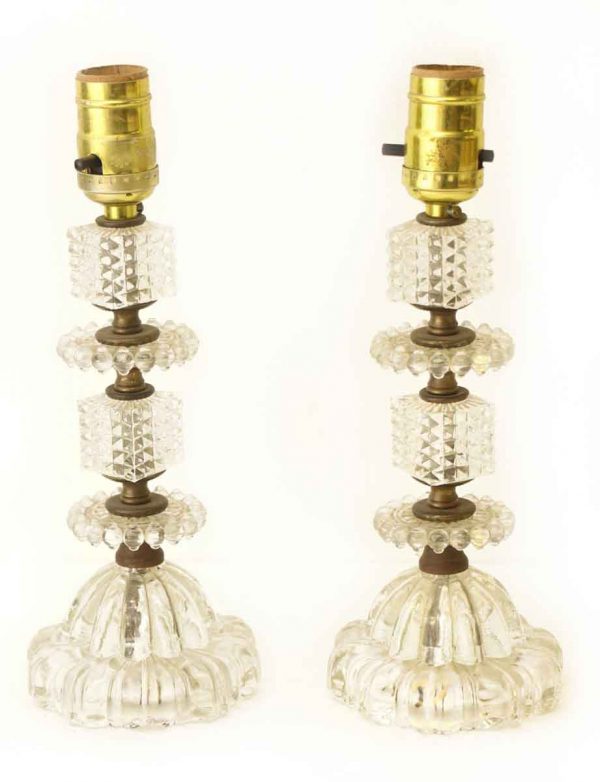 Pair of Tiered Small Glass Lamps