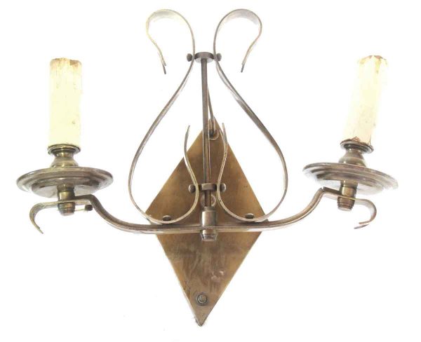 Single Brass Double Armed Colonial Sconce