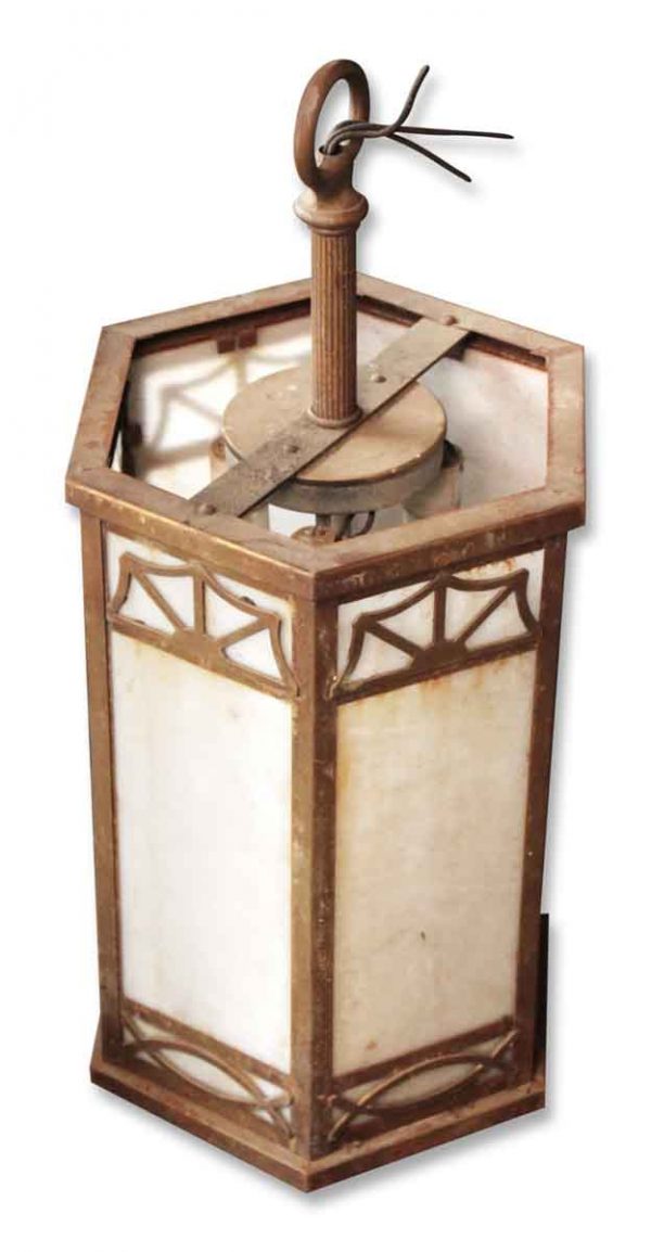 Church Pendant Lantern with Slag Glass