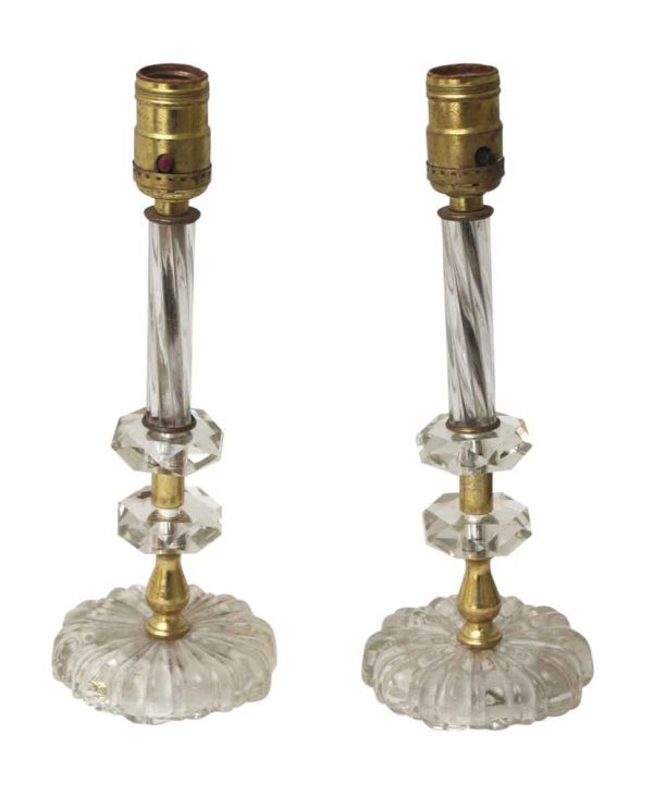Pair of Glass Vanity Table Lamps with Round Base