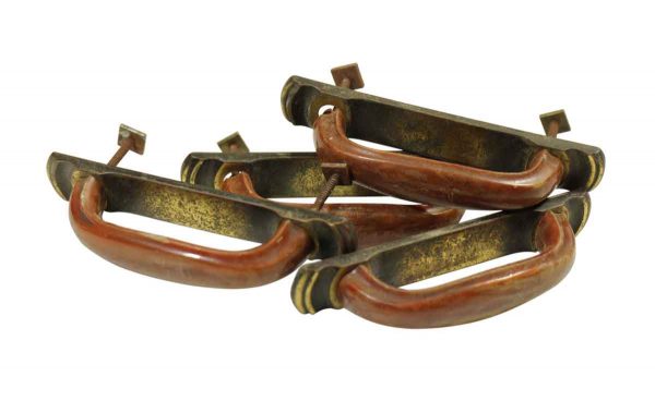 Set of Three Vintage Bakelite Pulls with Brass Backs