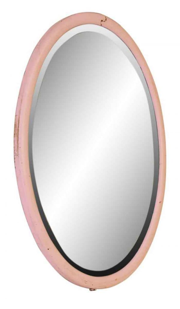 Light Pink Vintage Oval Mirror