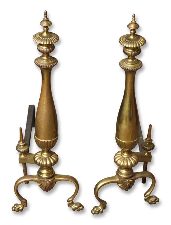 Pair of Antique Brass Andirons