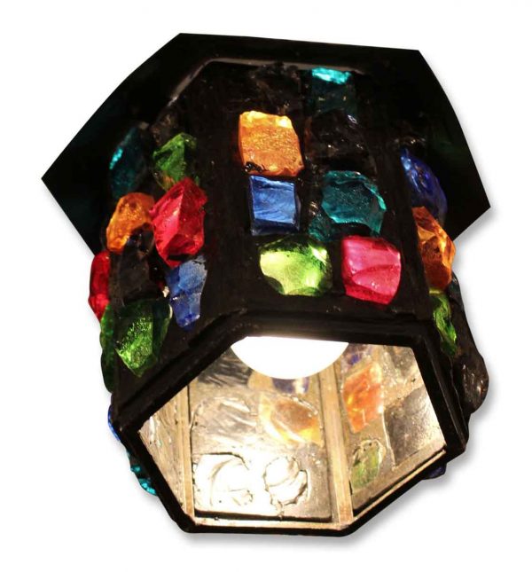 Multi Colored Chunky Glass Hanging Lantern