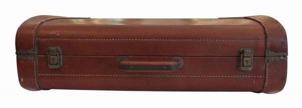 Vintage Leather Suitcase with Stitching