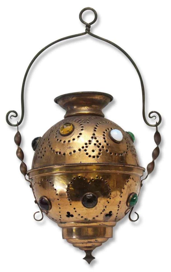 Vintage Brass Jeweled Incense Burner