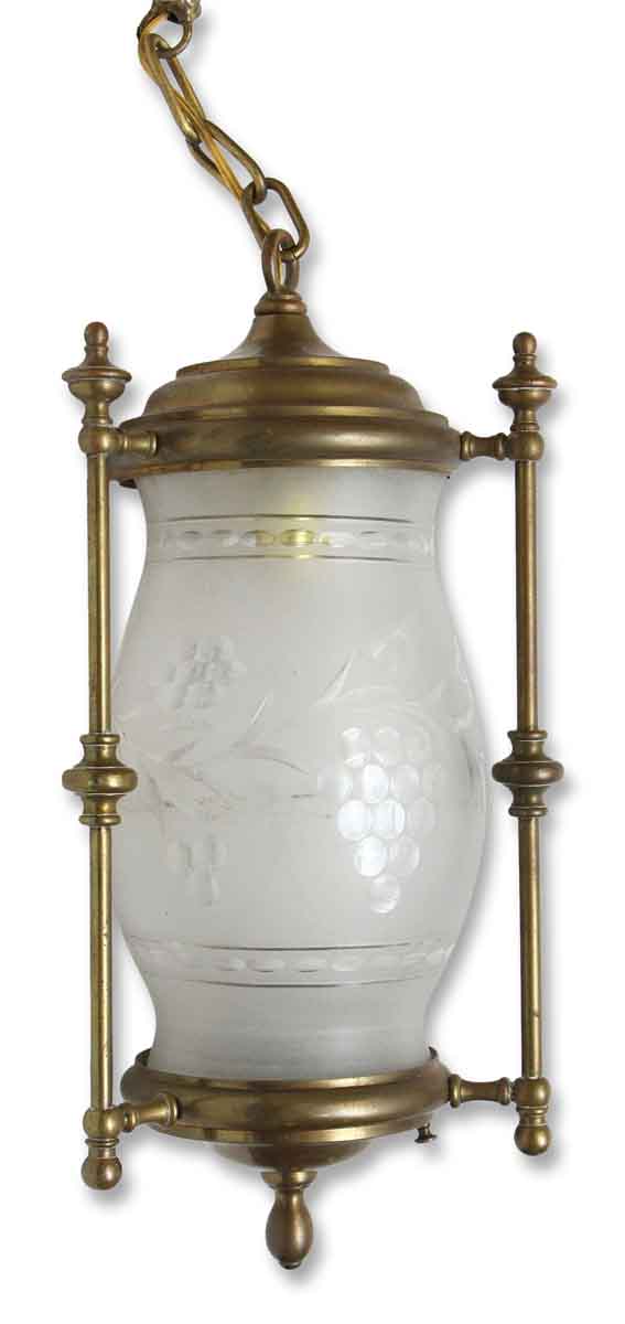 Brass Hall Fixture with Cut Glass