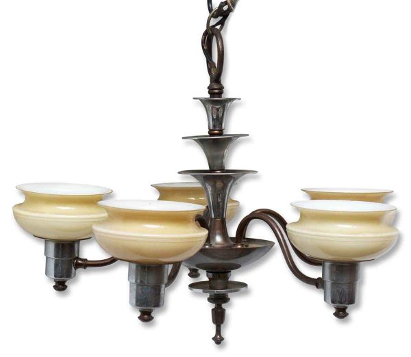 Five Light Deco Fixture with Glass Shades