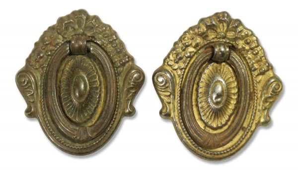 Pair of Victorian Brass Oval Bail Pulls