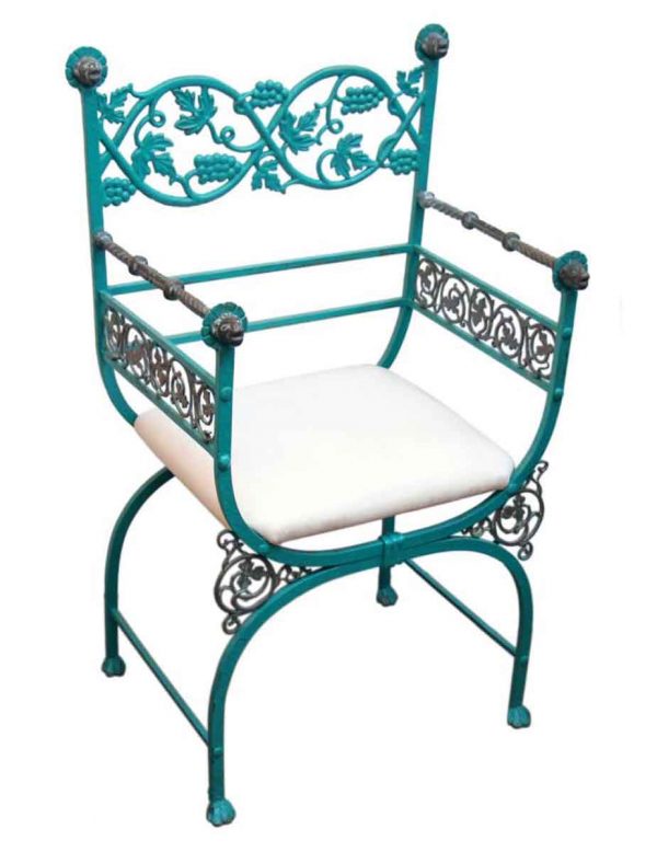 Cool Green Chair with Figural Metal Features