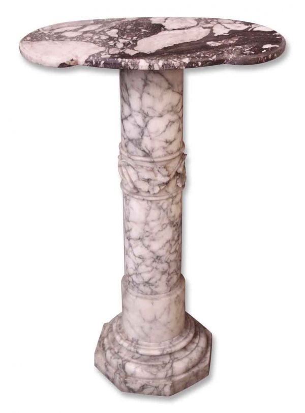 Brown & White Marble Pedestal